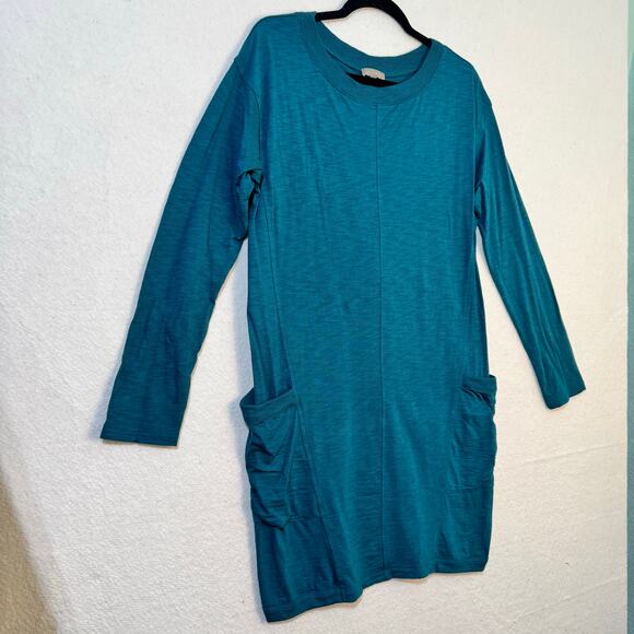 Lilla P Teal Green Long Sleeve Sweatshirt Tunic Dress Loose Fit Medium Lagenlook - Picture 3 of 7